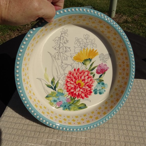 ❤️ New Pioneer Woman Blooming Bouquet 10-Inch Pie Pan NWT - Picture 2 of 8